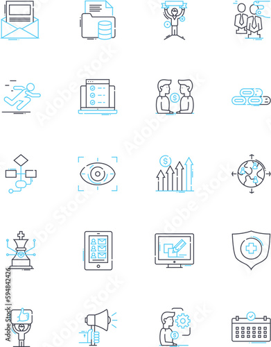 Sharp decision linear icons set. Rational, Clear-headed, Judicious, Resolute, Calculated, Firm, Wise line vector and concept signs. Direct,Definitive,Bold outline illustrations