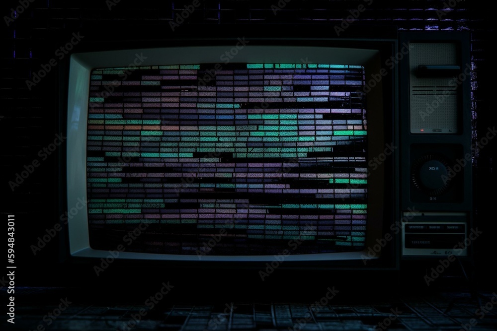 Intentional distortion and noise the screen of an old VHS player