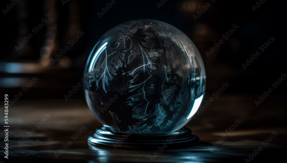 Glowing planet, reflected in glass sphere Shiny generated by AI Glowing planet, reflected in glass sphere Shiny generated by AI