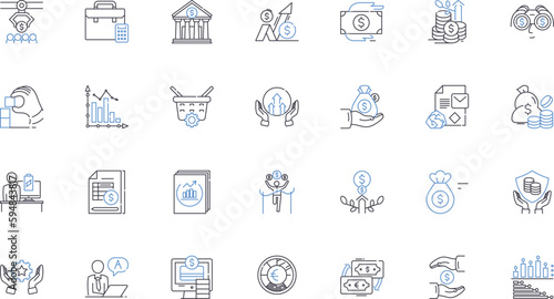 cash flow management line icons collection. Budgeting, Forecasting, Analysis, Planning, Liquidity, Income, Expense vector and linear illustration. Monitoring,Optimization,Cash inflow outline signs set