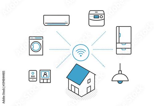 IoTを用いたスマートホームのイメージイラスト素材
