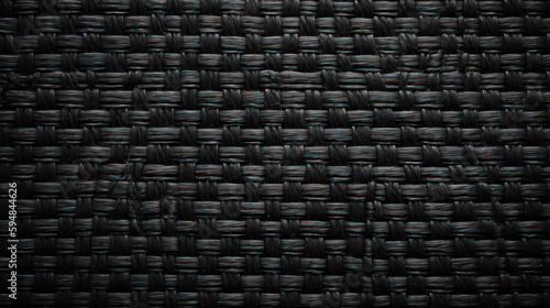 Woven Carbon: Macro Texture of Black Textile Material. Generative AI