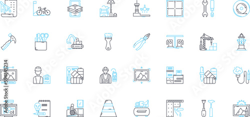 Structure linear icons set. Architecture, Framework, Design, Organization, Composition, Form, Arrangement line vector and concept signs. Layout,Pattern,System outline illustrations