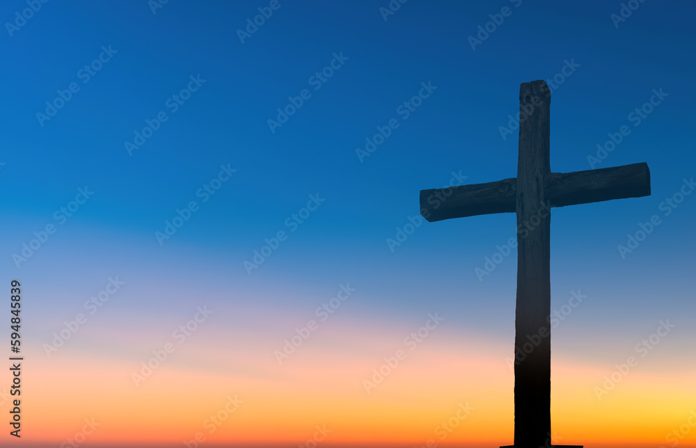 Christian cross concept of religion with copy space