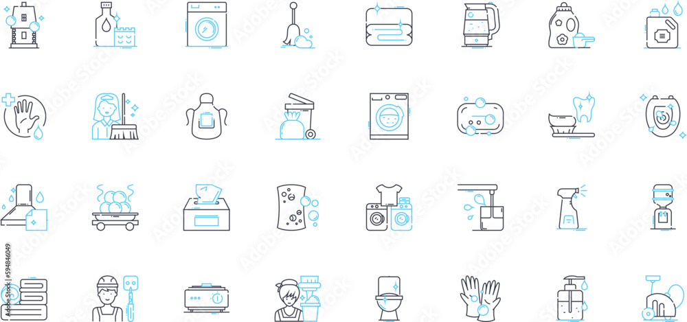 Cleaning company linear icons set. Disinfecting, Sanitizing, Tidying, Organizing, Detailing, Purifying, Scrubbing line vector and concept signs. Dusting,Polishing,Sweeping outline illustrations Cleaning company linear icons set. Disinfecting, Sanitizing, Tidying, Organizing, Detailing, Purifying, Scrubbing line vector and concept signs. Dusting,Polishing,Sweeping outline illustrations