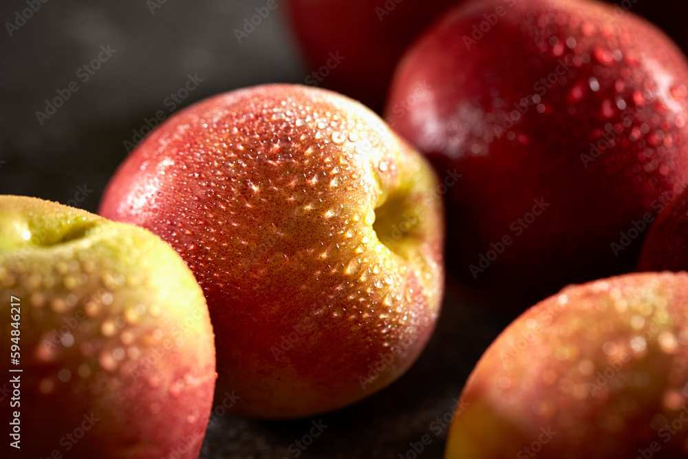 Nectarine peach, on a gray background Nectarine peach, on a gray background