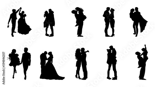 silhouettes of romance of a relationship set