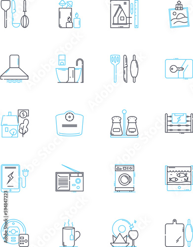 Gadgets linear icons set. Gizmos, Electronics, Tech, Innovations, Devices, Smartphs, Accessories line vector and concept signs. Drs,Wearables,Robots outline illustrations