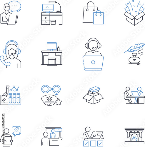 Skill-based work line icons collection. Expertise, Proficiency, Craftsmanship, Knowledge, Mastery, Specialization, Talent vector and linear illustration. Capability,Aptitude,Ability outline signs set