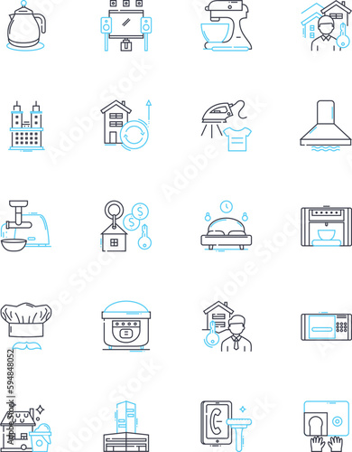 Travel sector linear icons set. Adventure, Backpacking, Beaches, Budget, Camping, Caravaning, Cruises line vector and concept signs. Culture,Eco-tourism,Family outline illustrations