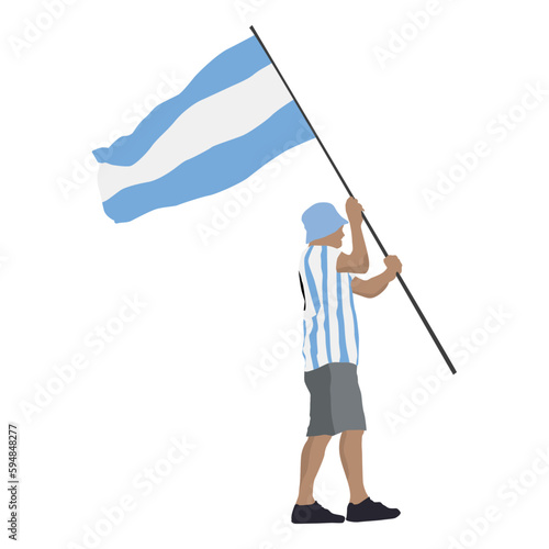 Vector hincha de f√∫tbol con bandera argentina