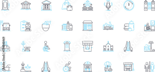 Advanced metropolis linear icons set. Sprawling, High-tech, Futuristic, Complex, Sophisticated, Dynamic, Progressive line vector and concept signs. Vibrant,Diverse,Global outline illustrations