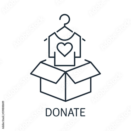 donate clothes. Vector linear icon isolated on white background