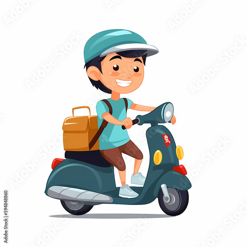 Courier with moto illustration