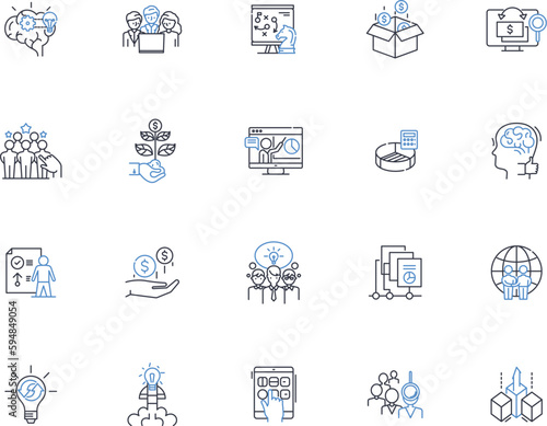 Success criteria line icons collection. Objectives, Standards, Criteria, Metrics, Goals, Requirements, Performance vector and linear illustration. Expectations,Results,Benchmarks outline signs set