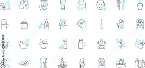 Nail salon linear icons set. Polish, Manicure, Pedicure, Cuticle, Acrylic, Gel, Art line vector and concept signs. French,Color,Design outline illustrations