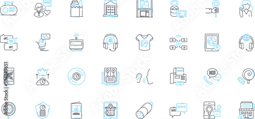 Market linear icons set. Demand, Supply, Competition, Pricing, Sales, Promotion, Advertising line vector and concept signs. Branding,Consumer,Trends outline illustrations