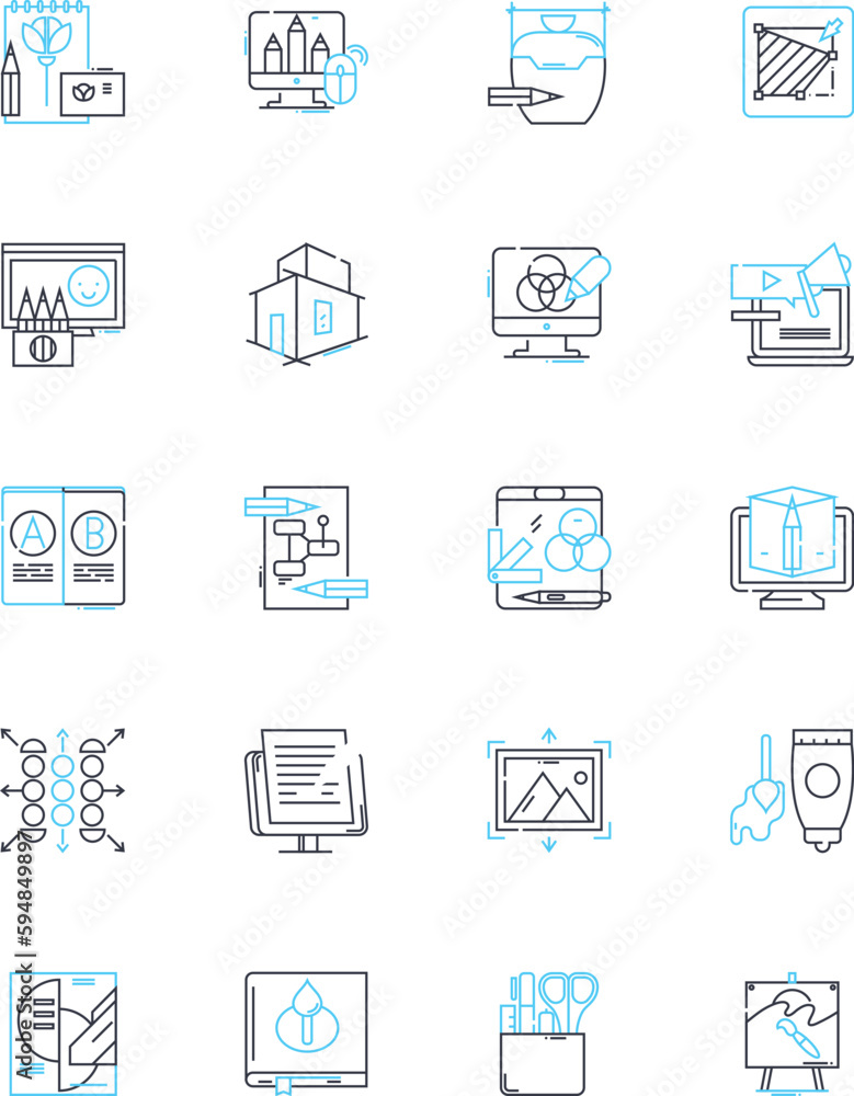 Design economy linear icons set. Innovation, Creativity, Aesthetics, Sustainability, Adaptability, Functionality, User-centered line vector and concept signs. Collaboration,Efficiency,Branding outline Design economy linear icons set. Innovation, Creativity, Aesthetics, Sustainability, Adaptability, Functionality, User-centered line vector and concept signs. Collaboration,Efficiency,Branding outline