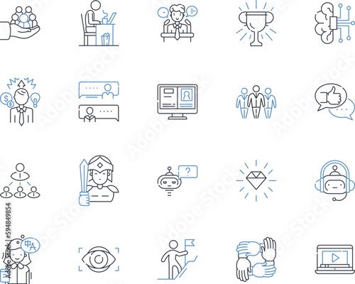 Talent operations line icons collection. Recruiting, Onboarding, Retention, Diversity, HR, Hiring, Analytics vector and linear illustration. Performance,Engagement,Succession outline signs set