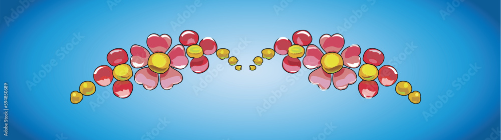 Flores fileteadas con la técnica de fileteado porteño, típicos de Buenos Aires, Argentina usados para ornamentar todo tipo de objetos como carros autobuses o carteles.