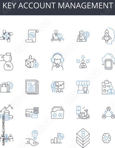 Key account management line icons collection. Involvement  Connection  Participation  Collaboration  Communication  Integration  Engagement vector and linear illustration. Interaction Feedback