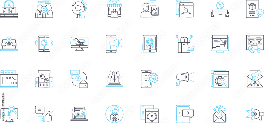 Written communication linear icons set. Grammar, Spelling, Punctuation, Clarity, Conciseness, Editing, Proofreading line vector and concept signs. Syntax,Diction,Style outline illustrations