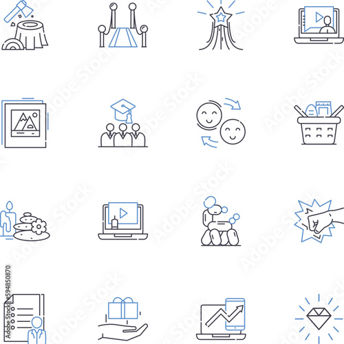surrealism art line icons collection. Dreamlike, Oddity, Absurdity, Fantasy, Illusion, Enigma, Unconventional vector and linear illustration. Quirk,Esoteric,Otherworldly outline signs set
