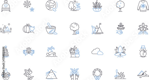 Biosphere line icons collection. Ecosystem, Biodiversity, Habitat, Sustainability, Flora, Fauna, Biome vector and linear illustration. Oxygen,Photosynthesis,Degradation outline signs set