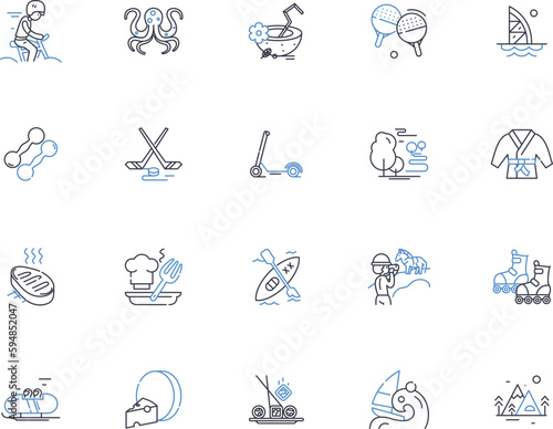Blissful existence line icons collection. Serenity, Harmony, Euphoria, Peace, Joyfulness, Contentment, Tranquility vector and linear illustration. Nirvana,Fulfillment,Ecstasy outline signs set
