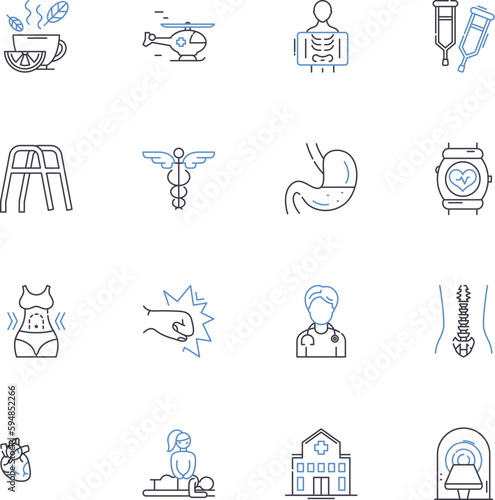 Health screening line icons collection. Testing, Evaluation, Checkup, Diagnosis, Screening, Prevention, Assessment vector and linear illustration. Monitoring,Analysis,Detection outline signs set