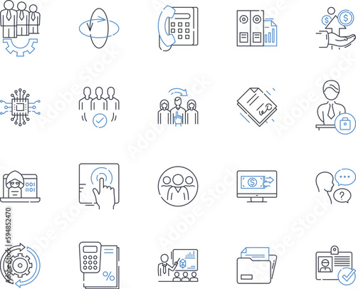 Career nerking line icons collection. Nerking, Connections, Job search, Mentors, Opportunities, Professionalism, Growth vector and linear illustration. Industry,Employment,Collaboration outline signs