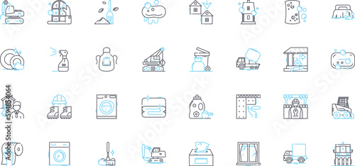 Spring cleaning linear icons set. Decluttering, Organizing, Refreshing, Cleansing, Sorting, Purging, Tidying line vector and concept signs. Deep-cleaning,Sanitizing,Dusting outline Generative AI