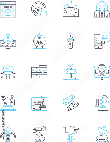 Constructor linear icons set. Build, Design, Blueprint, Framework, Construction, Architecture, Materials line vector and concept signs. Planning,Foundation,Engineering outline Generative AI