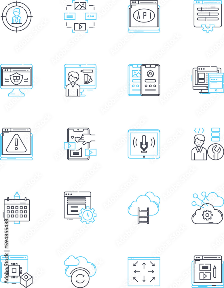 Market segmentation linear icons set. Demographics, Psychographics, Geographics, Lifestyle, Behavior, Targeting, Clustering line vector and concept signs. Generative AI Market segmentation linear icons set. Demographics, Psychographics, Geographics, Lifestyle, Behavior, Targeting, Clustering line vector and concept signs. Generative AI