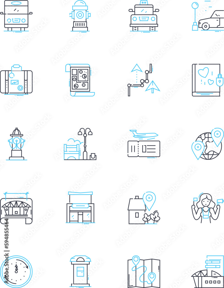 Urban plan linear icons set. Sustainability, Development, Density ...