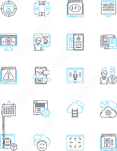 Market segmentation linear icons set. Demographics, Psychographics, Geographics, Lifestyle, Behavior, Targeting, Clustering line vector and concept signs. Generative AI