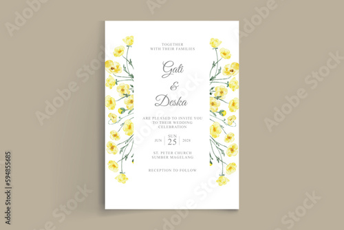 beautiful watercolor buttercup flower wedding invitation