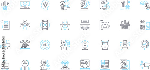 Promotion linear icons set. Advertising, Branding, Campaign, Coupon, Deal, Discount, Event line vector and concept signs. Expos?,Freebie,Gift outline illustrations Generative AI