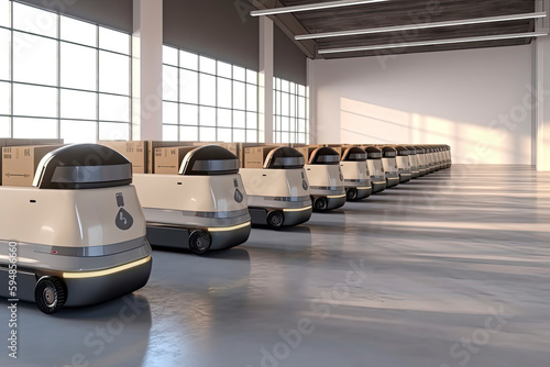 Robots efficiently sorting hundreds of parcels per hour(Automated guided vehicle) AGV.3d rendering © rufous