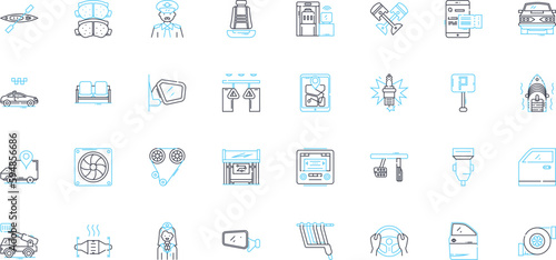 Chauffeur linear icons set. Driver, Car, Luxury, Chauffeured, Professional, Vehicle, Transportation line vector and concept signs. Elegant,Mobile,Service outline illustrations Generative AI