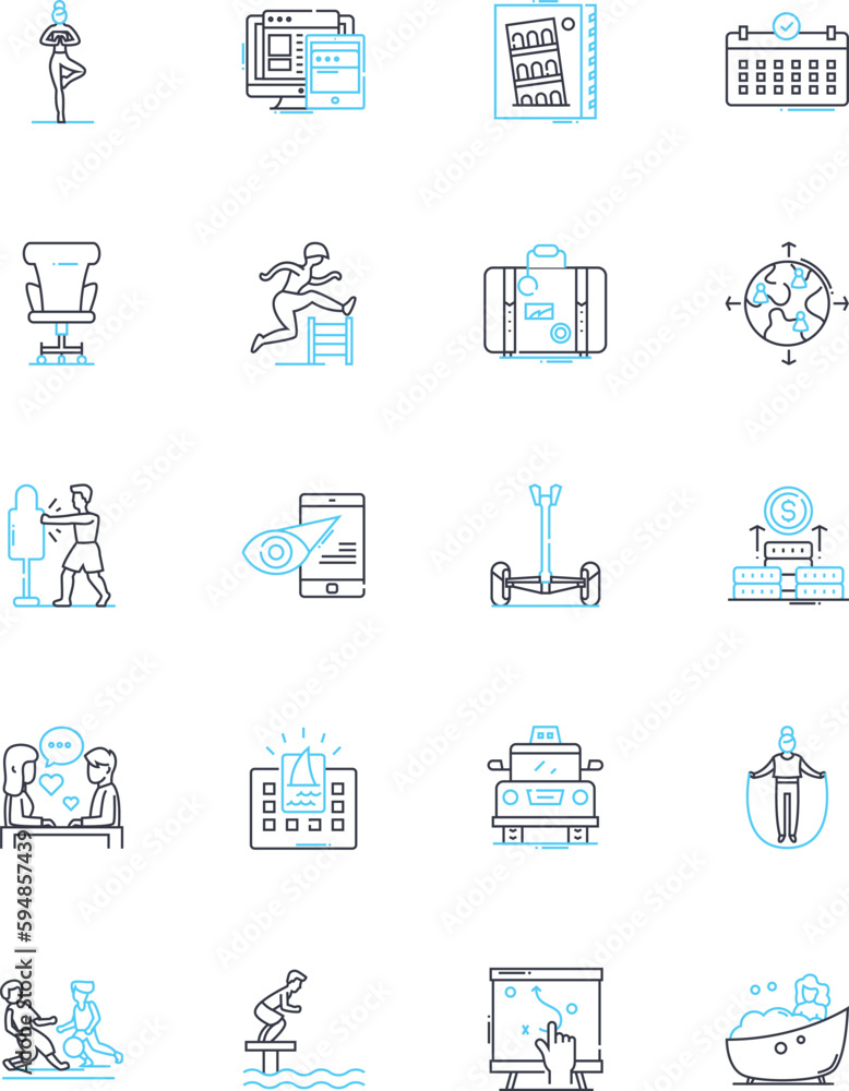 Executive vacation linear icons set. Luxurious, Serene, Exclusive, Extravagant, Secluded, Tranquil, Upscale line vector and concept signs. Retreat,Relaxing,Sophisticated outline Generative AI Executive vacation linear icons set. Luxurious, Serene, Exclusive, Extravagant, Secluded, Tranquil, Upscale line vector and concept signs. Retreat,Relaxing,Sophisticated outline Generative AI