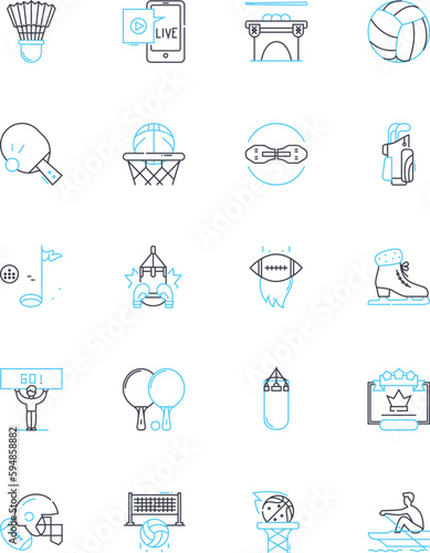 Swimming linear icons set. Butterfly, Backstroke, Breaststroke, Crawl, Diving, Flip turn, Freestyle line vector and concept signs. Competitive,Pool,Open water outline illustrations Generative AI