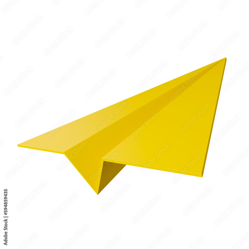 Foto Yellow Paper plane on white background