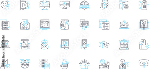 Order online linear icons set. Convenience, Efficiency, Streamlined, Digital, Instant, Accessibility, Seamless line vector and concept signs. User-friendly,Fast,Secure outline Generative AI