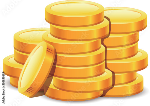 Gold coin. Stack of gold coins in a cartoon style game. Game icons. Vector.