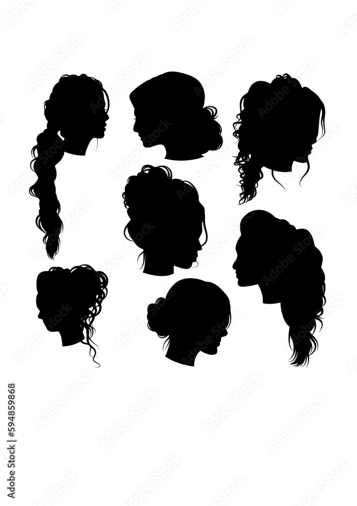 Woman hairstyles silhouettes Woman hairstyles silhouettes