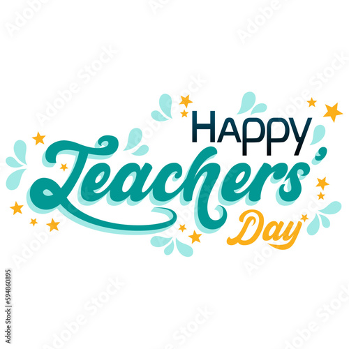 Happy Teacher day vector text effect