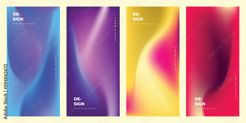 Colorful abstract fluid gradient background template copy space set for poster, banner, flyer, or brochure