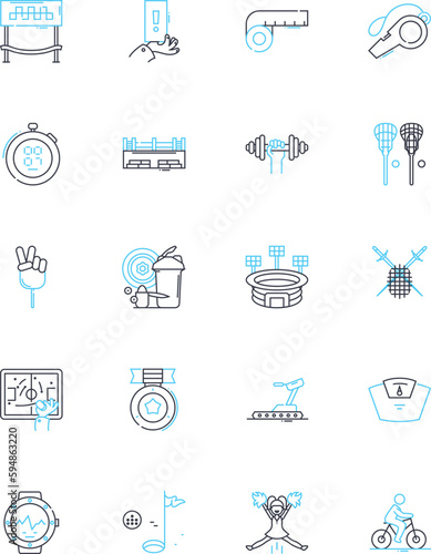 Health club linear icons set. Fitness, Gym, Exercise, Wellness, Strength, Health, Cardio line vector and concept signs. Yoga,Pilates,Training outline illustrations Generative AI