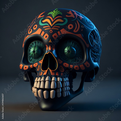 Cinco de Mayo / Day of the Dead Mexican Skull Mascot, Generative AI,created using generative AI